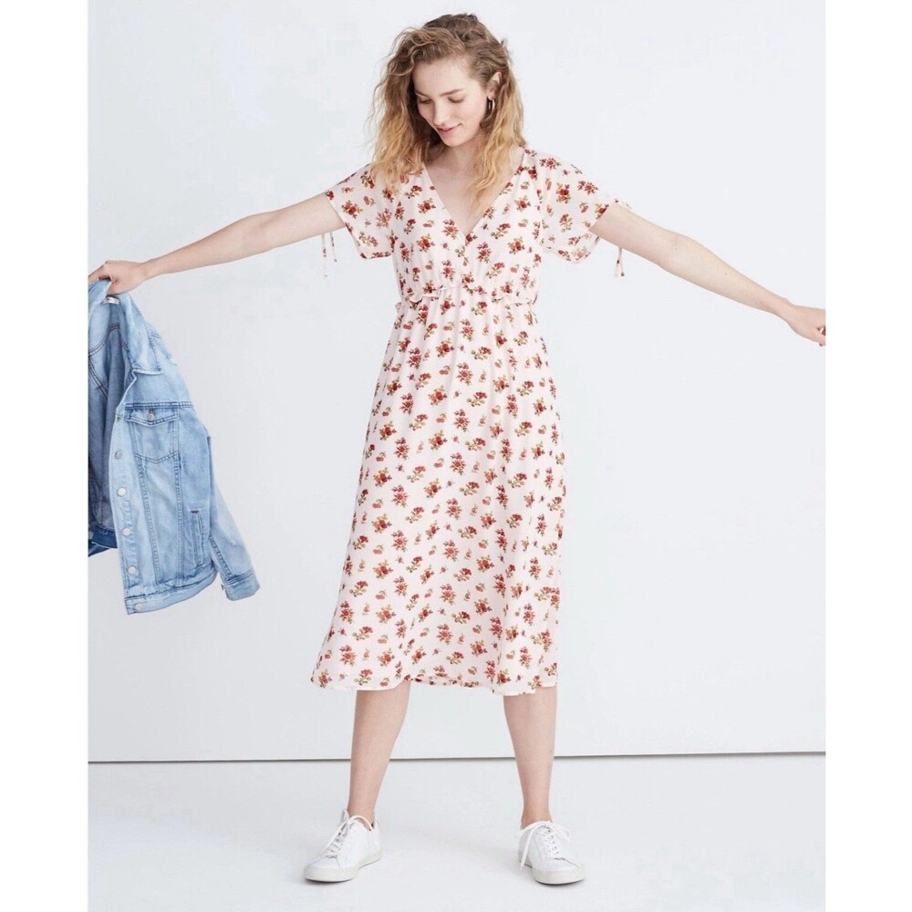 Madewell Pink Floral Midi Dress